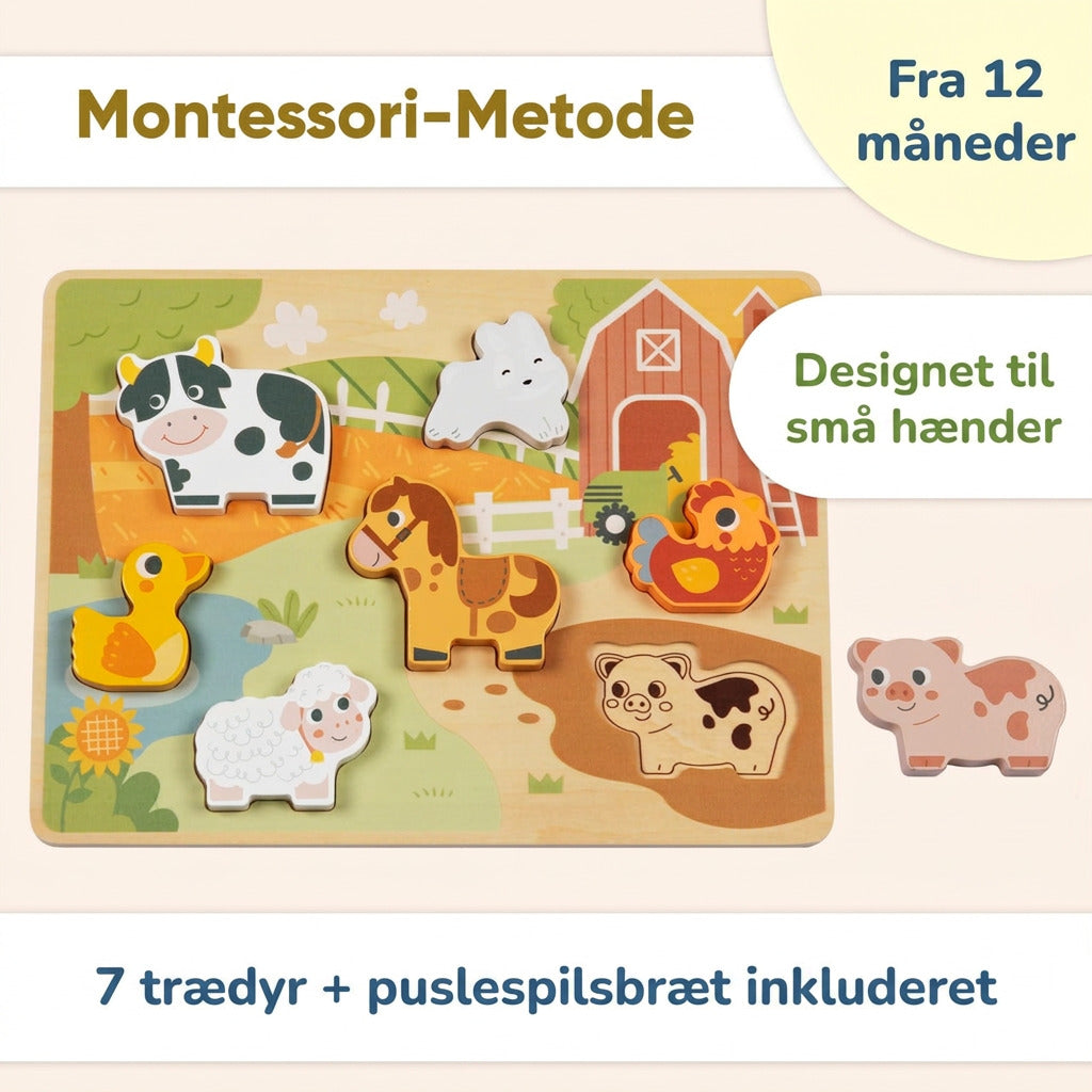 BusyKids Wooden Chunky Farm Animal Puzzle